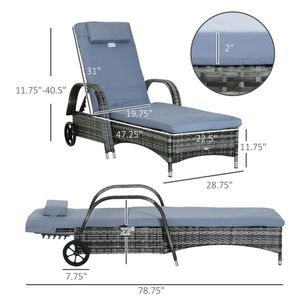 Sdraio Moderna da Esterno in Rattan PE con Telaio in Legno Massello e Alluminio, Cuscino Impermeabile per Spiaggia, Giardino, Villa - Product Image 4