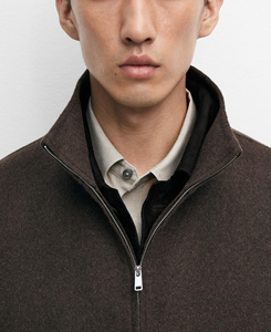 Chaqueta de lana marrón de alta calidad para hombre con cremallera, cuello alto, gruesa, informal, de invierno, estilo urbano, transpirable, con estampado de letras - Product Image 4