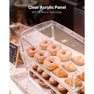 Vitrine à pâtisserie commerciale à 3 niveaux en acrylique transparent pour boulangerie, cuisine, fête et rangement de gâteaux - Product Image 3