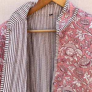 Chaqueta de punto de algodón acolchada reversible, nueva, estampada, transpirable, con rayas, para fiesta, estampada a mano, regalo para mujer, venta al por mayor - Product Image 1