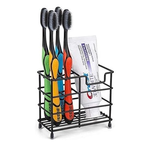 Moderno Soporte de Pared Rectangular Multifuncional de Metal para Cepillos y Pasta de Dientes, para Almacenamiento en el Baño - Product Image 1