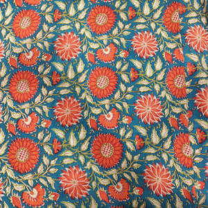 Tela de Algodón Estampada Floral a Mano sin Coser por Metro para Confección de Ropa, Manualidades y Decoración del Hogar - Product Image 3