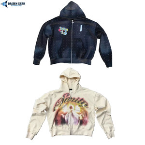 เสื้อฮู้ดซิปโอเวอร์ไซส์ ยูนิเซ็กซ์ ผ้าฝ้ายฟลีซ 100% สตรีทแวร์ฤดูหนาว รับสกรีนโลโก้ - Product Image 6