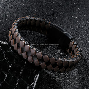 สร้อยข้อมือถักหนังแท้แฟชั่นสำหรับผู้ชายเครื่องประดับมือในหมวดเข็มขัดแฟชั่น - Product Image 2