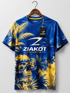 เสื้อยืด ZIAKOT ดีไซน์ใหม่สำหรับผู้ชาย สีชมพู ดำ-ฟ้าอ่อน ลายพิมพ์ 3 มิติ แบบนามธรรม ลายเส้นแปรง สำหรับการแสดง - Product Image 4
