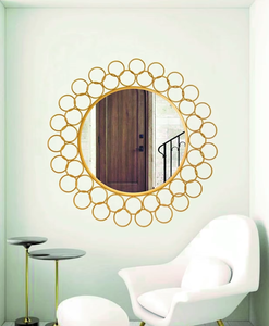 Round Gold Metal <b>Wall</b> <b>Mirror</b> Sunburst Interlocking Circle Frame Decorative Living Room Accent <b>Vanity</b> <b>Mirror</b> Bulk B2B Wholesale - Product Image 3