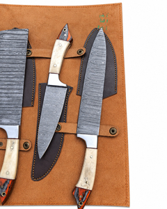 Juego de Cuchillos de Chef Burraq de Acero de Damasco Forjado a Mano, 5 Piezas, Mango de Resina Moderno, Acabado Satinado, Ambidiestro, Longitud de Hoja de 8-9.9 Pulgadas - Product Image 2