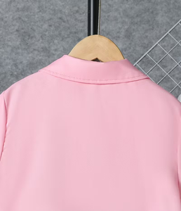 Pink Casual Long Sleeve T-Shirt with Polyester/Cotton Blend Slight Stretch Print Fabric for Boys - Product Image 4