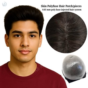 Système de remplacement capillaire pour hommes, base en PU à peau fine, ligne de cheveux invisible, cheveux vierges indiens, conception optimisée, excellente réception des clients - Product Image 2