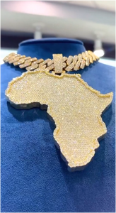 Pendentif Hip Hop Afrique en Argent 925, Moissanite Taille Ronde Sertie, Charmes Pendentifs Tendance qui Passent le Test du Diamant - Product Image 4