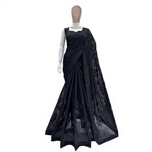 Modern Faux Georgette Sequence Work Saree Blouse Piece Indian Traditional Wear for Women Elegant Party Wedding Wear Quick Dry - Product Image 1