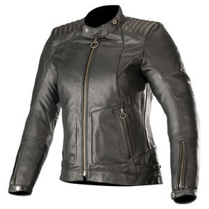 Blouson en cuir pour femme, coupe ajustée, fermeture éclair sur le devant, style motard, en velours côtelé, matelassé, respirant, décontracté, de haute qualité, authentique - Product Image 1