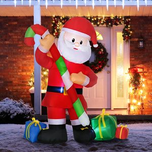 Decorazione Natalizia Gonfiabile da Esterno LED 6ft, Babbo Natale con Bastoncino di Zucchero, Decorazioni Natalizie da Giardino - Product Image 2