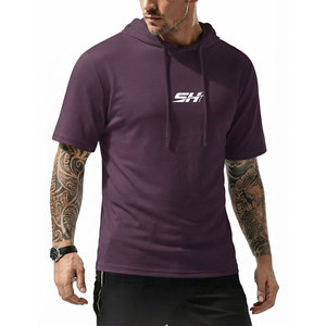 Breathable <b>Men's</b> <b>Short</b> <b>Sleeve</b> Training <b>Hoodie</b> With Custom Private Label Anti Wrinkle Drawstring Closure Kangaroo Pocket <b>Hoodie</b> - Product Image 1