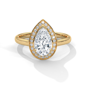 แหวนเพชรทรงลูกแพร์เพาะเลี้ยงในห้องปฏิบัติการ ประดับด้วยทองคำแท้ 14k แหวนหมั้นทรงหยดน้ำ ดีไซน์เรียบหรู แหวนสัญญาสำหรับเธอ - Product Image 1