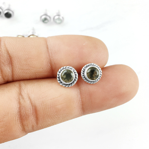 Pendientes de plata de ley 925 con cuarzo ahumado – Joyería artesanal de plata fina con piedras preciosas - Product Image 1