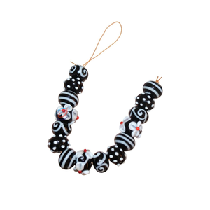 Handcrafted Artistic Black & White Lampwork Glass Round Loose <b>Beads</b> 16-18mm | 8 Inch Strand for Jewelry Making EXCEL EXPORTS - Product Image 1