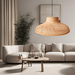 Bamboo Wide Dome Pendant <b>Light</b> for Home Decoration <b>Dining</b> Area Restaurant and Cafe - Product Image 2