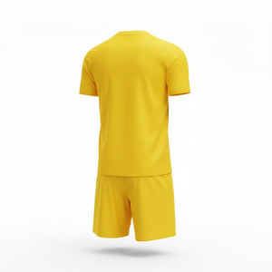 Maillot de football jaune à col en V et manches courtes pour homme, en polyester respirant, tenue de sport toutes saisons, design uni - Product Image 2