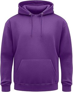 Men's <b>Purple</b> Hooded Sweatshirt Solid Color Cotton French Terry Casual Autumn Wear Pocket Design Regular Fit Knitted Long Sleeve - Product Image 6