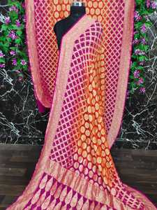 Sari indien élégant Neemzari Bandhani – Sari fait main tie-dye aux couleurs riches, idéal pour les fêtes et la collection nuptiale - Product Image 4
