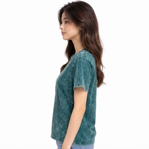 Camisetas de Algodón Personalizadas de Verano, Ecológicas, de Secado Rápido, Nueva Colección de Alta Calidad para Mujer, Corte Regular, Cuello en V, Lavado Ácido, con Servicio OEM - Product Image 4
