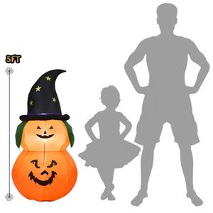 5 Feet Halloween Inflatable LED Pumpkin with <b>Witch</b> Hat Festive Halloween <b>Decoration</b> - Product Image 6