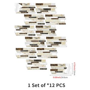 Classico 12 pezzi di piastrelle imitazione ceramica marrone scuro Stick impermeabile a prova di olio in PVC marmo adesivo facile decorativo - Product Image 6