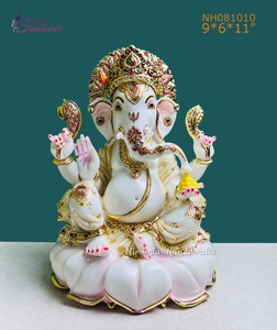 Estatua de Ganesha de Resina Hecha a Mano por Nirmala Handicrafts, Decoración Religiosa Tradicional para el Hogar, Ideal para Diwali/Bodas/Inauguración de Casas |   Mesa de Centro - Product Image 2