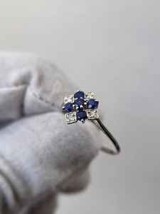 แหวนไพลินสีน้ำเงินวินเทจทรงกลม ไพลินสีน้ำเงินรอยัล สำหรับงานหมั้น งานแต่งงาน หรือเป็นเครื่องประดับประจำเดือนเกิด ทำด้วยมือ - Product Image 2