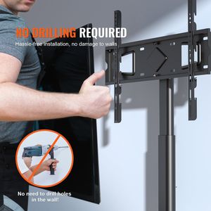 Supporto per TV girevole alto per 32-65 pollici tts regolabile in altezza portatile supporto da pavimento in vetro temperato per camera da letto soggiorno - Product Image 5