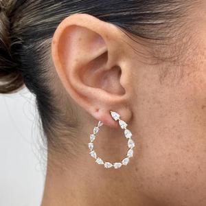 Pendientes de Aro con Diamantes en Forma de Pera en Oro Amarillo Sólido, Pendientes Colgantes con Diamantes Cultivados en Laboratorio, Pendientes de Lujo para Novia, para Boda, para Mujer - Product Image 4