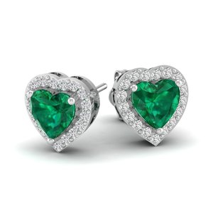 REYES Custom Made 14K Solid Gold Moissanite Screw <b>Back</b> Stud <b>Earrings</b> Exquisite Heart Shape 1.5 Carat Emerald Gemstone Jewelry - Product Image 1