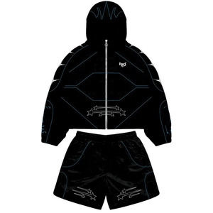 Trendy Black Custom <b>Reflective</b> Windbreaker <b>Jacket</b> and Shorts Lightweight Hooded <b>Running</b> Tracksuit OEM Sportswear <b>Jackets</b> Hoodies - Product Image 6