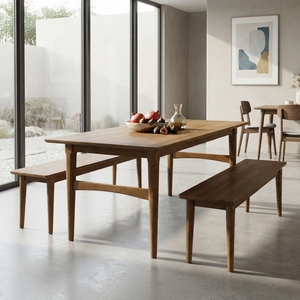 Mesa de Comedor Rectangular de Madera Maciza, Estilo Moderno Minimalista con Patas Cónicas, Estilo Teca Natural, Muebles para Comedor - Product Image 5