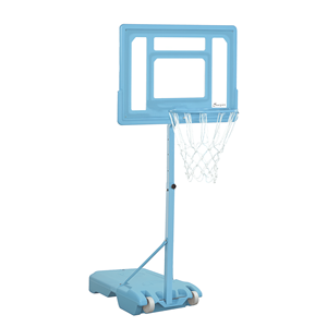 Canestro da Basket Portatile Regolabile 92,7-123 cm con Tabellone Trasparente, Palo e Base Riempibile per Uso a Bordo Piscina - Product Image 1