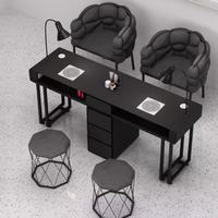 Table à ongles moderne blanche avec plateau en bois, bureau de manucure de salon avec tiroirs et lampe à pince 100 x 40 x 78 cm