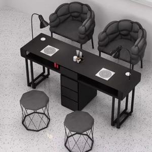 Table à ongles moderne blanche avec plateau en bois, bureau de manucure de salon avec tiroirs et lampe à pince 100 x 40 x 78 cm - Product Image 5