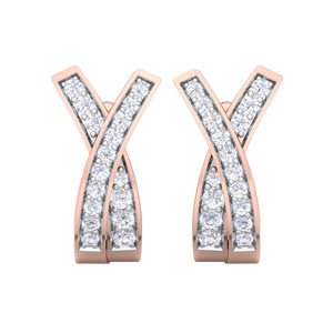 Boucles d'oreilles créoles en forme de X plaquées or rose 18 carats de luxe avec accent diamant, bijoux élégants et tendance pour femme, idéal pour offrir - Product Image 4