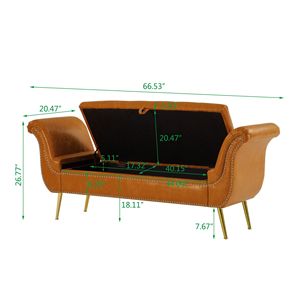 L8118 PU Leather <b>Sofa</b> <b>Stool</b> in Yellow Brown Stylish Ottomans & <b>Stools</b> Product Category - Product Image 2