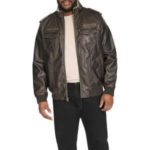 Chaqueta de Cuero y Lona Estilo Bomber para Hombre, Personalizada, de Invierno, Estilo Aviador, Vintage, con Cuello de Piel Negra Extraíble, Transpirable - Product Image 2