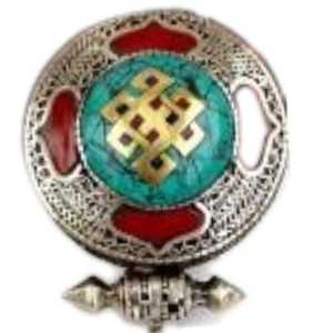 Colgantes de Metal con Diseño de Flor de Coral Plateados en Plata con Signo Auspicioso Budista - Product Image 3