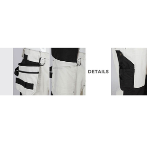 Pantalones de trabajo tipo cargo con logotipo personalizado, blancos y negros, con parche en la rodilla, pantalones de trabajo tipo cargo para hombre, impermeables, uniformes de mecánico. - Product Image 5