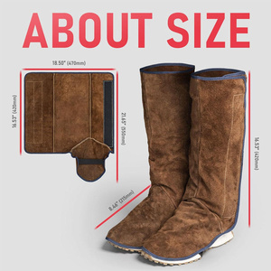 Guêtres de soudage en cuir de vachette fendu, résistantes à la chaleur et à l'abrasion, protections de sécurité pour les pieds - Product Image 5