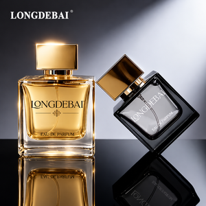 Custom Luxury Black <b>Empty</b> Perfume <b>Bottle</b> 30ml 50ml 100ml Crimp Square <b>Glass</b> Men Perfume <b>Bottle</b> with Gold Plastic Cap - Product Image 1