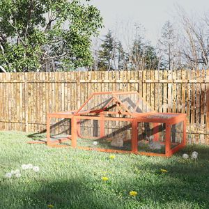 Grande Conigliera in Legno per Esterni con Porte Chiudibili, Recinto e Area di Gioco per Piccoli Animali, Prodotto Naturale - Product Image 1