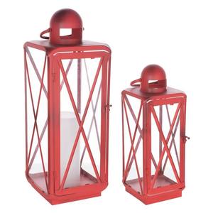 Juego de 2 Faroles de Estilo Misionero Northlight con Faroles Decorativos de Metal Rojo a Precio de Exportación - Product Image 5