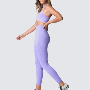Ensemble de yoga 2 pièces pour femme, grande taille, personnalisé, sans couture sur le devant, respirant, écologique, séchage rapide, collection été, mode sport - Product Image 4