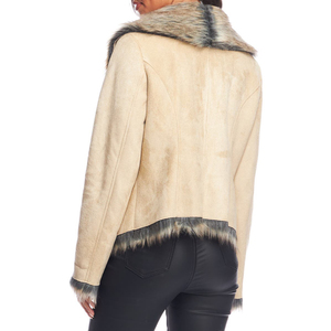 Chaqueta de Cuero Genuino para Mujer, Transpirable, con Cuello y Puños de Piel de Oveja, Cuello Desmontable, Relleno de Poliéster, Abrigo Casual Cálido para Invierno - Product Image 3
