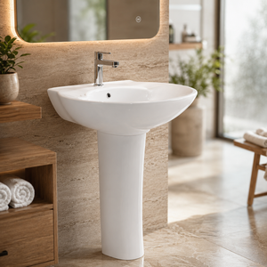 Lavabo de pedestal de cerámica ecológico Dragon One Piece con descarga ciclónica, trampa S y trampa P, para aseos escolares, garantía de 5 años - Product Image 3